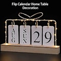Miniatyrbillede 5 af 5: Metalramme LED Lys Dekor Hjerteformet Bordkalender Træbase Flip Evighedskalender
