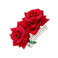 Miniatyrbilde 2 av 3: Hårkam med roseblomst, blomstrete hårtilbehør, hodeplagg for kvinner, jenter, bryllup (Rød)