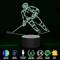 Miniatyrbillede 4 af 4: Hockey Spiller 3D Lampe Natlampe Med Fjernbetjening & Berøringskontrol, Flere Farver & Blinkende Tilstande Og Justerbar Lysstyrke -a05