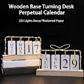 Miniatyrbillede 3 af 5: Metalramme LED Lys Dekor Hjerteformet Bordkalender Træbase Flip Evighedskalender