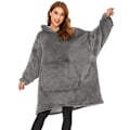 Miniatyrbillede 1 af 2: Oversized Ultra Blød Fleece Hoodie Tæppe Fleecejakke Hætteudendørs Koldbeskyttelse Varmt Morgenkåbe - Mørkegrå