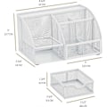 Miniatyrbillede 2 af 5: Skrivebordsarrangør/Mesh Skrivebordsoprydningskurv/Blyantsholder Multifunktionel med 7 Rum - Hvid