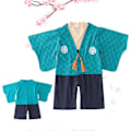 Pikkukuva 2 / 3: Japanilainen Kimono Vauvan Haalari Pitkähihainen Vauvan Asu Romper Puku Taaperon Vaatteet Sinisellä Takilla Sopii Pojille 6-12 Kuukautta