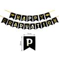 Miniatyrbillede 2 af 5: Sort og Guld Klasse af 2024 Graduation Party Tilbehør Tillykke Grad Banner, Kage Topper, Cupcake Toppers til Grad Party Dekoration