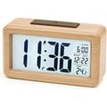 Digital väckarklocka i trä, LCD digital klocka utan tickande snooze-funktion, batteridriven digital klocka [3 AAA-batterier krävs]