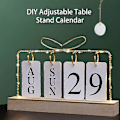 Miniatyrbillede 4 af 5: Metalramme LED Lys Dekor Hjerteformet Bordkalender Træbase Flip Evighedskalender