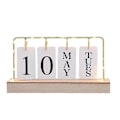 Miniatyrbillede 1 af 5: Metalramme LED Lys Dekor Hjerteformet Bordkalender Træbase Flip Evighedskalender