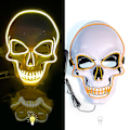 Miniatyrbilde 1 av 3: JUSCH Halloween-maske Spøkelseshode Klovn Kaldt Lys LED Glødende Hodeskallemaske for Maskerade, Bursdagsfest (gult lys)