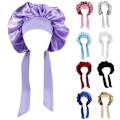 Miniatyrbilde 3 av 5: Salong Hårhette for Kvinner, Sovehette, Dusjhette, Satin Kryss Bonnet, Badehåndkle, Hurtig Tørking, Elastisk Hårpleie Bonnet, Hodeplagg