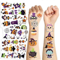Pikkukuva 5 / 5: Lasten Halloween-tatuoinnit - 10 arkki Halloween-tatuointeja pojille ja tytöille, Halloween-koristelahjat Halloween-sarja (10 kpl/pakkaus)
