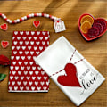 Miniatyrbild 5 av 5: Valentinsdag Kökshanddukar Set om 2, Kärlek Valentinsdag Diskhanddukar 3D-tryckta Handdukar(A)