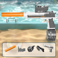 Miniatyrbillede 5 af 5: Elektrisk vandpistol legetøj, Desert Eagle design, højtryks automatisk vandskyder med sigtekorn, orange og grå