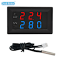 Miniatyrbillede 1 af 4: W2809 digitalt dobbelt display termostat temperaturregulator inkubator kæledyrshus intelligent vandtæt NTC temperaturkontrolinstrument