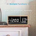 Miniatyrbild 2 av 5: Elektronisk väckarklocka, Trä Digital Väckarklocka med 3 Alarminställningar, USB-driven Digital Klocka med Tid, Temperatur och Luftfuktighet LED-display