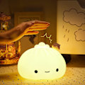 Miniatyrbillede 1 af 5: Dumpling Lys Til Børn, Sød Natlampe Farveskiftende Silikon Natlys USB Opladning, Blød Lampe Til Drenge Piger Kawaii Gave