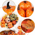 Pikkukuva 5 / 5: Kiitospäivän Koristesetti, Teko-vaahteranlehdet ja Kurpitsa Syksyyn, Teko-kurpitsa Vaahteranlehtisetti, Halloween Kiitospäivän Koriste