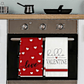 Miniatyrbild 2 av 5: Valentinsdag Kökshanddukar Set om 2, Kärlek Valentinsdag Diskhanddukar 3D-tryckta Handdukar(A)