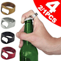 Miniatyrbild 1 av 5: 4-pack Multifunktionell Färgad Ringformad Öppnare i Rostfritt Stål för Ölburkar, Diameter 22 mm