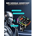 Pikkukuva 5 / 5: Bluetooth 5.0 Auton Sovitin, Qc3.0 Ja Pd 18w Usb C Auton Latauslaite, 9 Rgb Taustavala Auton Bluetooth-vastaanottimet, Fm-lähetin Auton Handsfree-puheluille, Siri