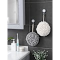 Miniatyrbild 3 av 3: Fuzzy Ball Snabbtorkande Handduk, Hängande Kökshanddukar för Badrum, Hängande Handdukar för Badrum, Kökshanddukar (2-pack vit)