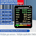Miniatyrbilde 2 av 4: 6-i-1 PM2.5 PM10 HCHO TVOC CO CO2 Luftkvalitetsdetektor CO CO2 Formaldehydmonitor Hjem Kontor Luft