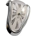Smält klocka. Dali-utställning. Surrealistisk dekoration. Smält modern väggklocka. Förvrängd väggklocka. Inredning. Kontor. Present (silver)
