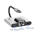 Pikkukuva 3 / 5: Type-C - Ethernet LAN -verkkoadapteri Hub USB C - 3,5 mm äänentoisto Nopea lataus Telakointiasema kannettavalle tietokoneelle matkapuhelimeen