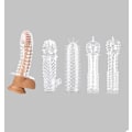 Miniatyrbilde 3 av 5: 5 stk. gjennomsiktige kondomer med gjenger og hammerhode for menn, voksenlås, tynn ring, krystallkondomer (16,5 cm)