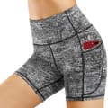 Miniatyrbild 1 av 2: 3-pack yogashorts för kvinnor med hög midja och sidofickor för telefon, träningsshorts, grå S
