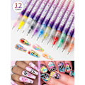 Miniatyrbild 2 av 5: Fine Tips 3D Nagelkonstpennor, 12 Färger 0,5 MM Nagellackspennor Nagelpunkt Graffiti Prickpenna för Hemsalong Snabb DIY Nagelkonst