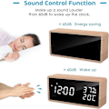 Miniatyrbild 4 av 5: Elektronisk väckarklocka, Trä Digital Väckarklocka med 3 Alarminställningar, USB-driven Digital Klocka med Tid, Temperatur och Luftfuktighet LED-display