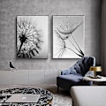 Miniatyrbild 5 av 5: Svart och vit maskros canvas-tryck set om 3 tryck (oramerade)