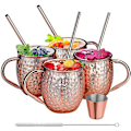 Pikkukuva 3 / 5: Moskovan Muuli -mukit, 4 kuparimukia, sopivat kaikkiin kylmiin juomiin, kuparimukit olutlasi cocktail