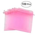 Miniatyrbilde 1 av 3: 100 stk 7x9cm Organza Trekksnorposer Smykkeposer Godteripose Små Gaveposer Til Bryllup (rosa)