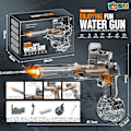 Miniatyrbillede 5 af 5: Transparent pistol-stil automatisk vandpistol med lys, kraftfuld genopladelig vandpistol til udendørs leg, sort