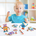 Miniatyrbild 2 av 2: Trärobot leksak för barn, monteringsleksak, rörlig, födelsedagspresent för pojkar och flickor