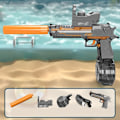 Miniatyrbillede 4 af 5: Elektrisk vandpistol legetøj, Desert Eagle design, højtryks automatisk vandskyder med sigtekorn, orange og grå