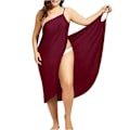 Miniatyrbild 1 av 5: 5XL Kvinnlig Sexig Strandklänning med V-ringning och Sling, 2020 Sommar Handduk Rygglös Baddräkt Omslag Wrap Robe Kvinnlig Tropiska Klänningar Plus Storlek