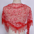 Miniatyrbilde 1 av 5: 1 Stk Kvinner Mote Triangle Wrap Lady Sjal Blomst Blonderskjerf Sh Red