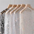 Miniatyrbild 2 av 5: Dam T-shirt Se Through Transparent Mesh Toppar Långärmad Hon Gray