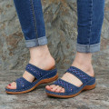 Miniatyrbillede 3 af 8: Dame Sandaler Blød Bund Kiler Sko Damer Sommer Sandaler Med Orange 40