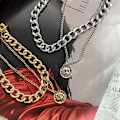 Miniatyrbillede 4 af 5: 1 stk Vintage Multi-layer Coin Chain Choker halskæde til kvinder Go Silver