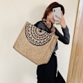 Miniatyrbild 3 av 8: Canvas Handväskor För Kvinnor Mode Tote Strandväskor Återanvändbar Butik 1pc