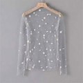 Miniatyrbild 1 av 5: Dam T-shirt Se Through Transparent Mesh Toppar Långärmad Hon Gray