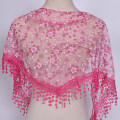 Miniatyrbilde 1 av 5: 1 Stk Kvinner Mote Triangle Wrap Lady Sjal Blomst Blonderskjerf Sh Rose red