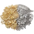 Miniatyrbild 2 av 5: 50g/lot Blandad metall blomblad Filigran Wraps Connectors Penna Silver
