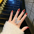 Miniatyrbild 3 av 6: Zircon Butterfly Ring Gem Stone Öppning Överdriven Stor Knuckle One Size