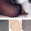 Miniatyrbild 3 av 8: Nya kvinnor Crystal Rhinestone Fishnet Net Mesh strumpor T Coffee 76cm