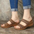Miniatyrbillede 1 af 8: Dame Sandaler Blød Bund Kiler Sko Damer Sommer Sandaler Med Brown 41