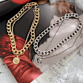 Miniatyrbillede 2 af 5: 1 stk Vintage Multi-layer Coin Chain Choker halskæde til kvinder Go Silver